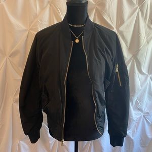 Express Women's Bomber Jacket Black & Gold size S